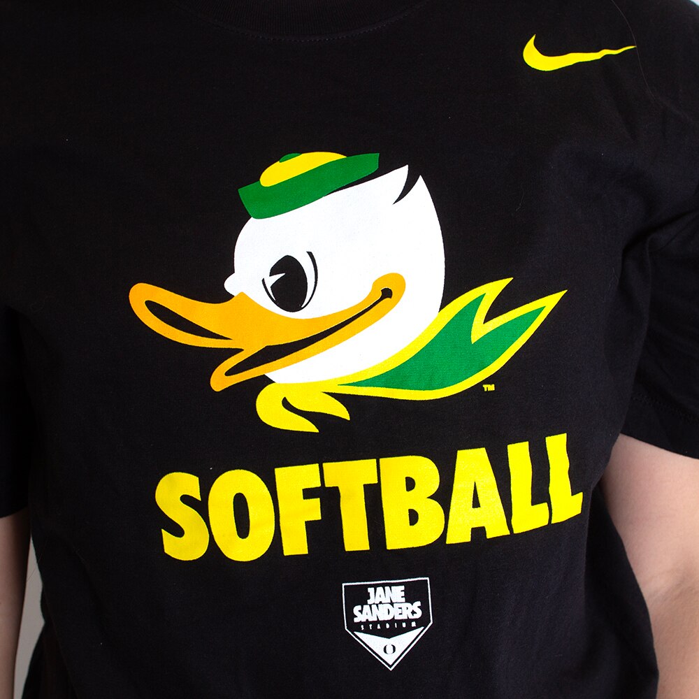 Jane Sanders Stadium, Nike, Black, Crew Neck, Cotton, Women, Unisex, Softball, Fighting Duck, T-Shirt, 117523